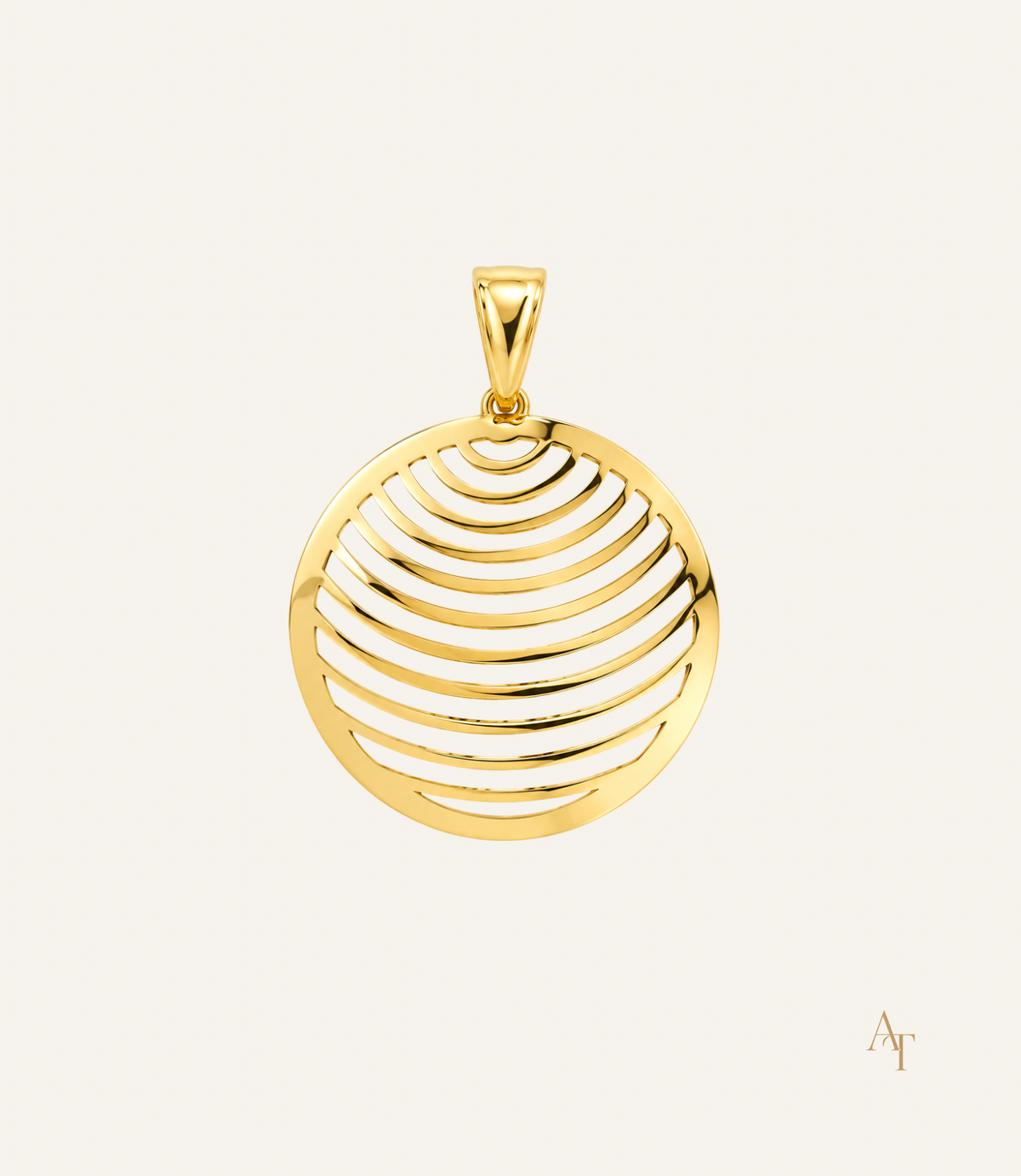 9Kt Yellow Gold Round Cut Out Disc Pendant