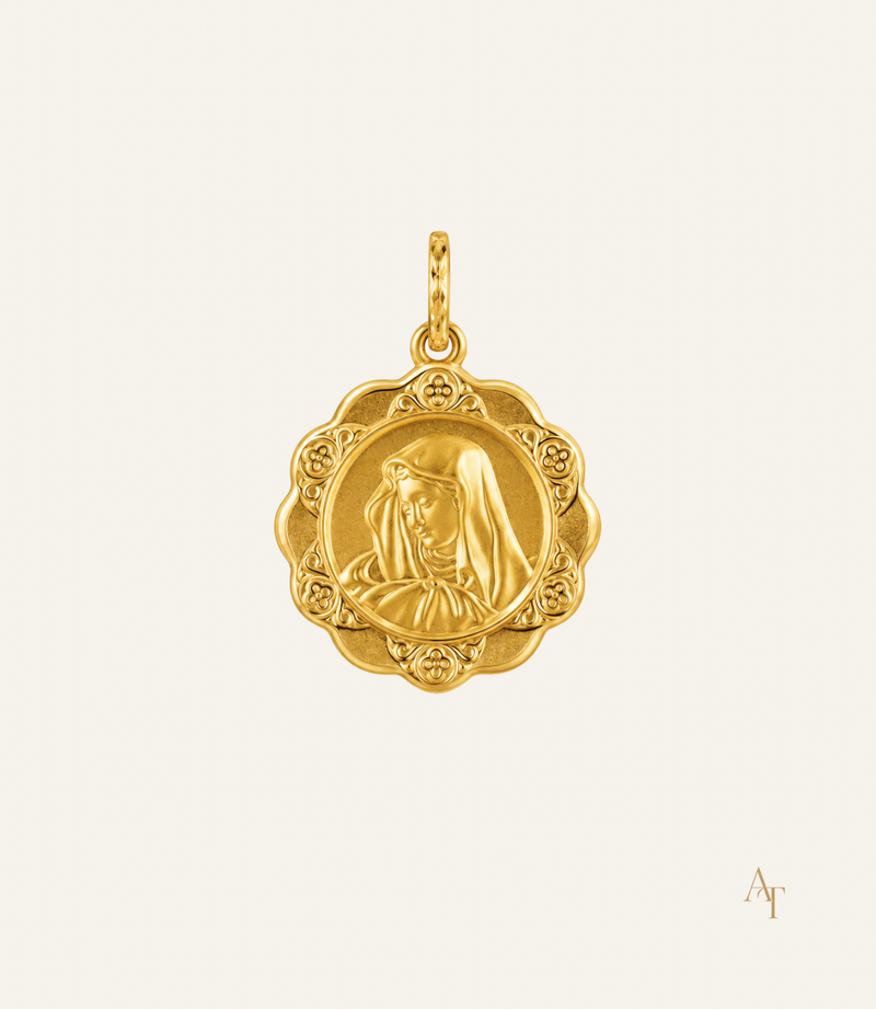 9Kt Yellow Gold Virgin Mary Medal