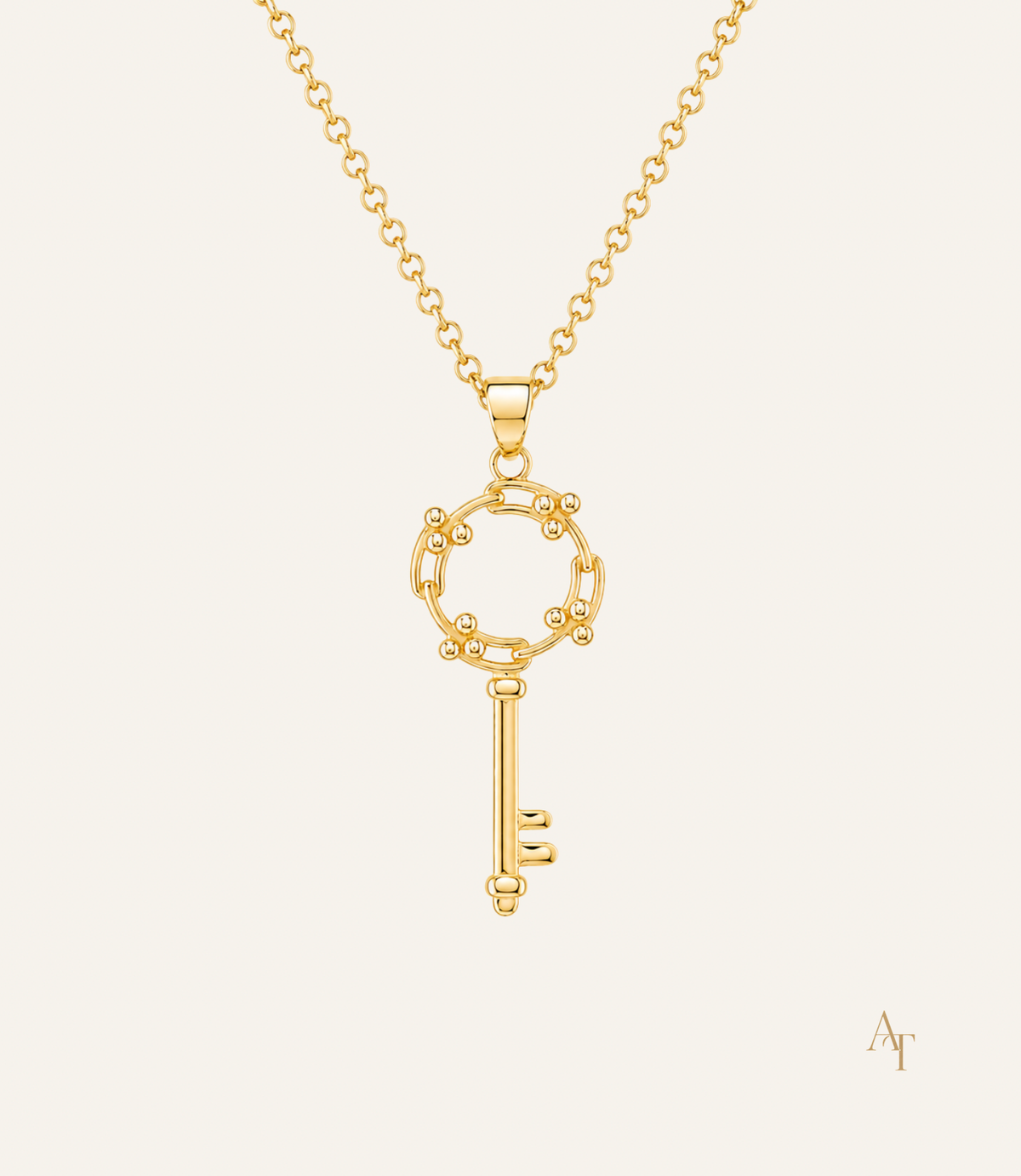 9KY Yellow Gold Antique Key Pendant