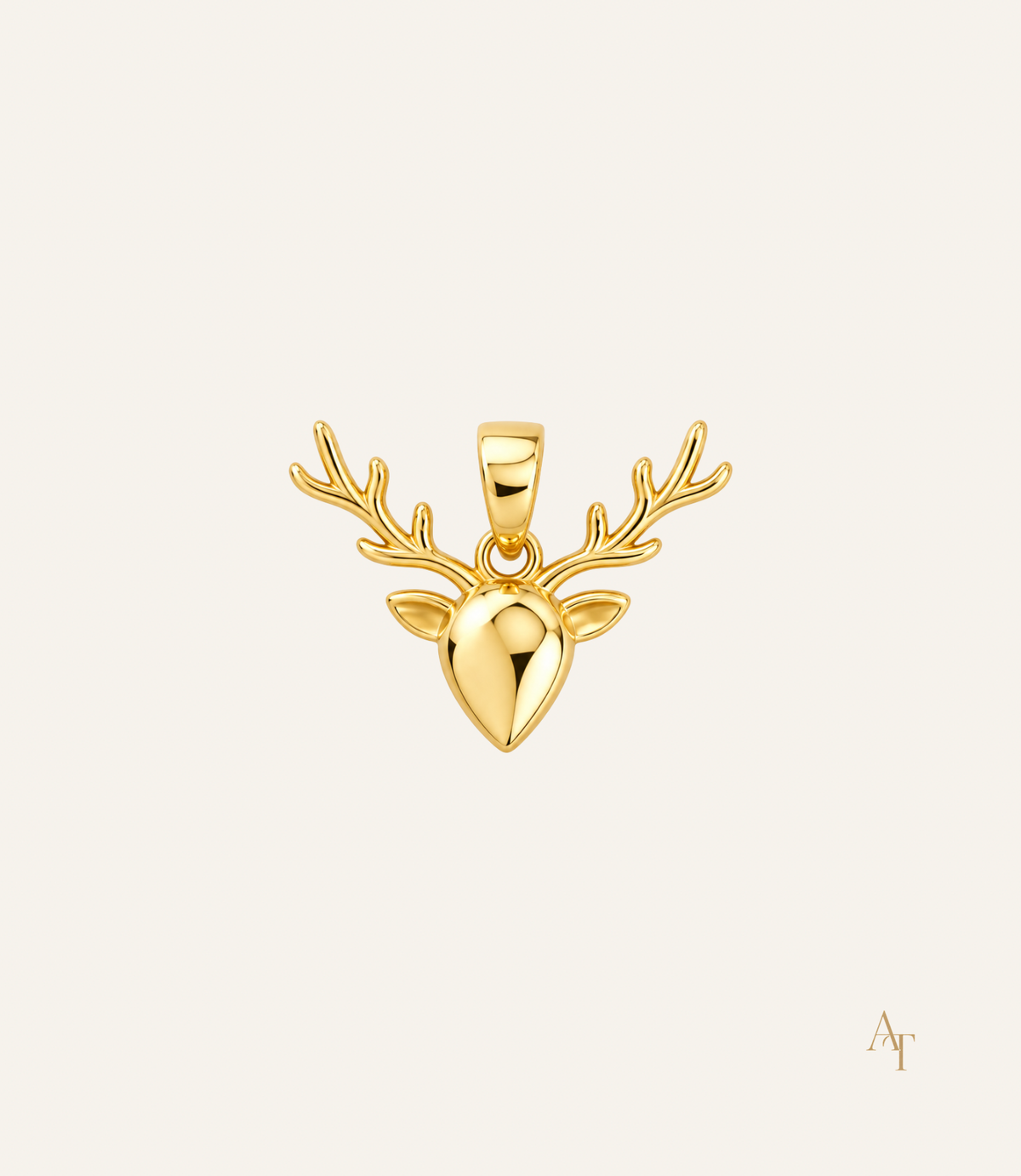 9Kt Yellow Gold Deer Face Pendant