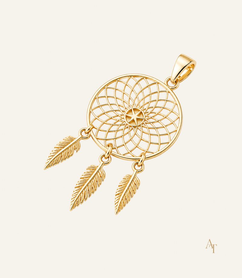 9Kt Yellow Gold Dream Catcher Pendant