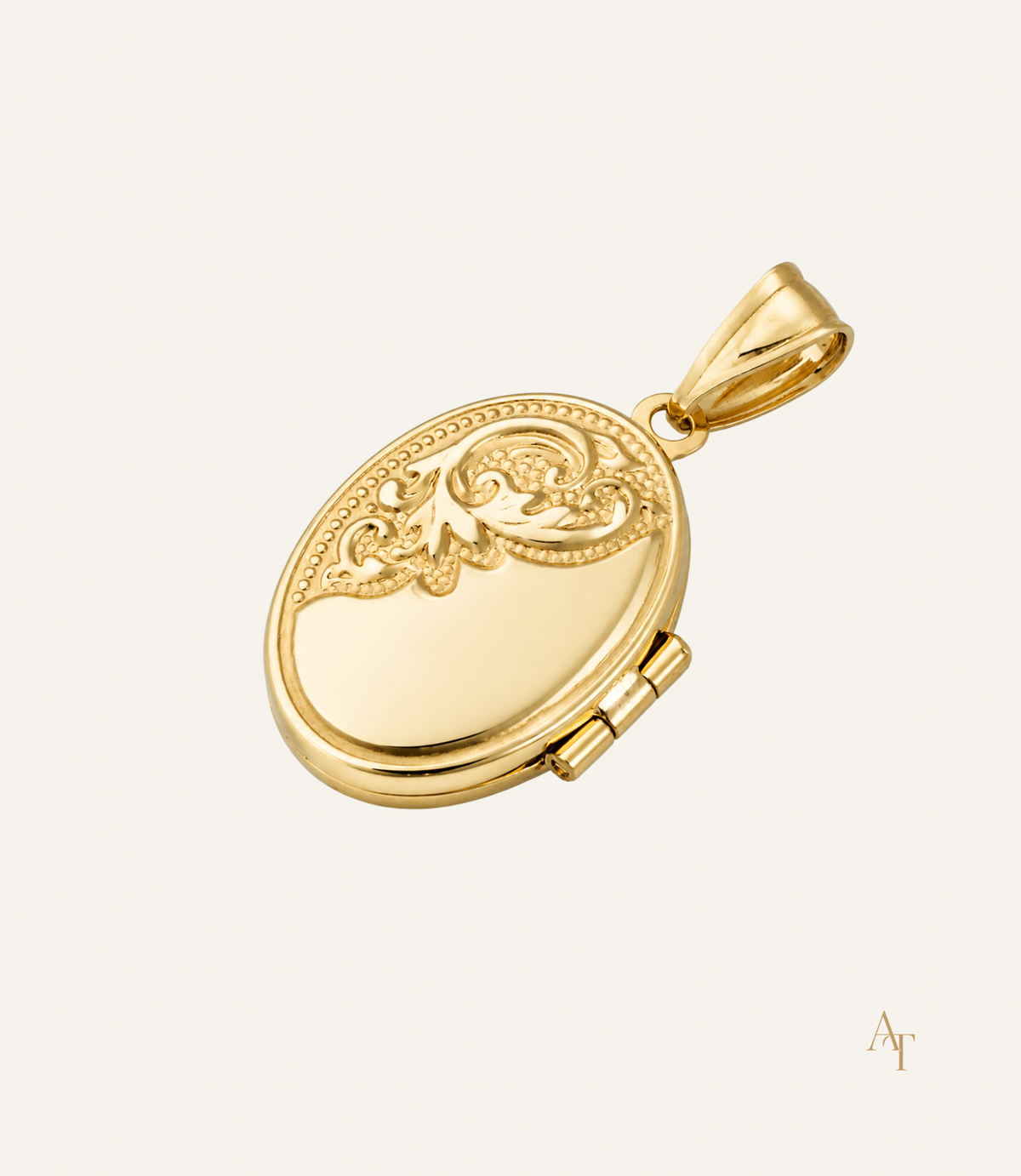 9Kt Yellow Gold Engraved Oval Locket