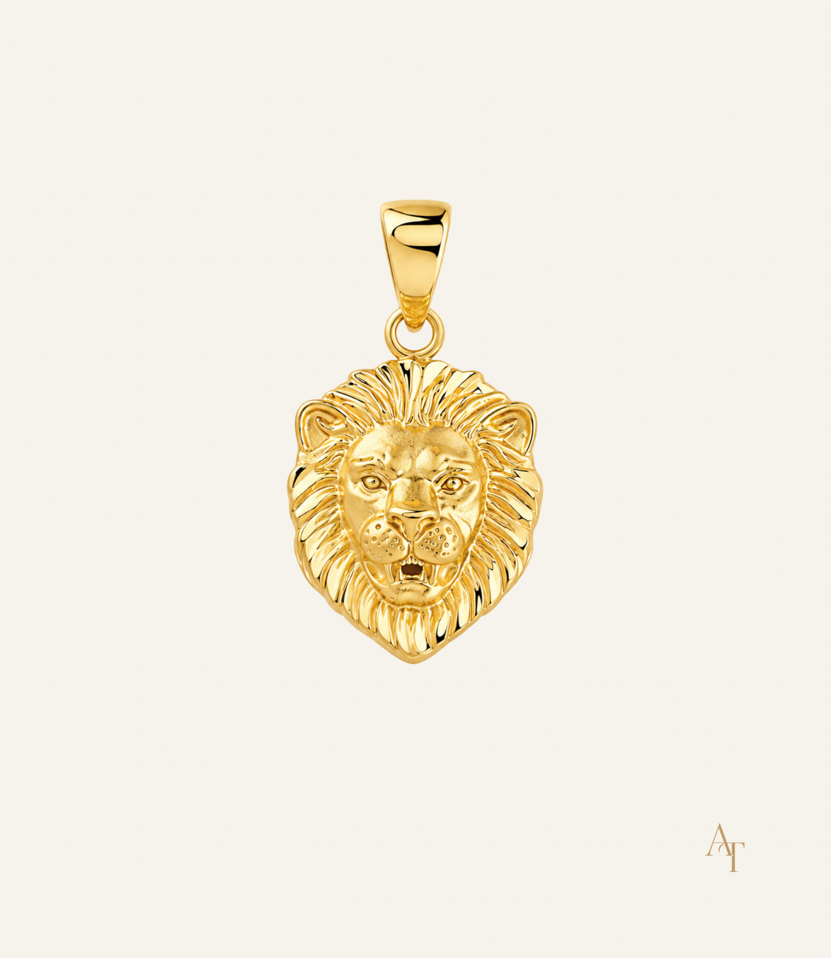 9Kt Yellow Gold Lion Face Pendant