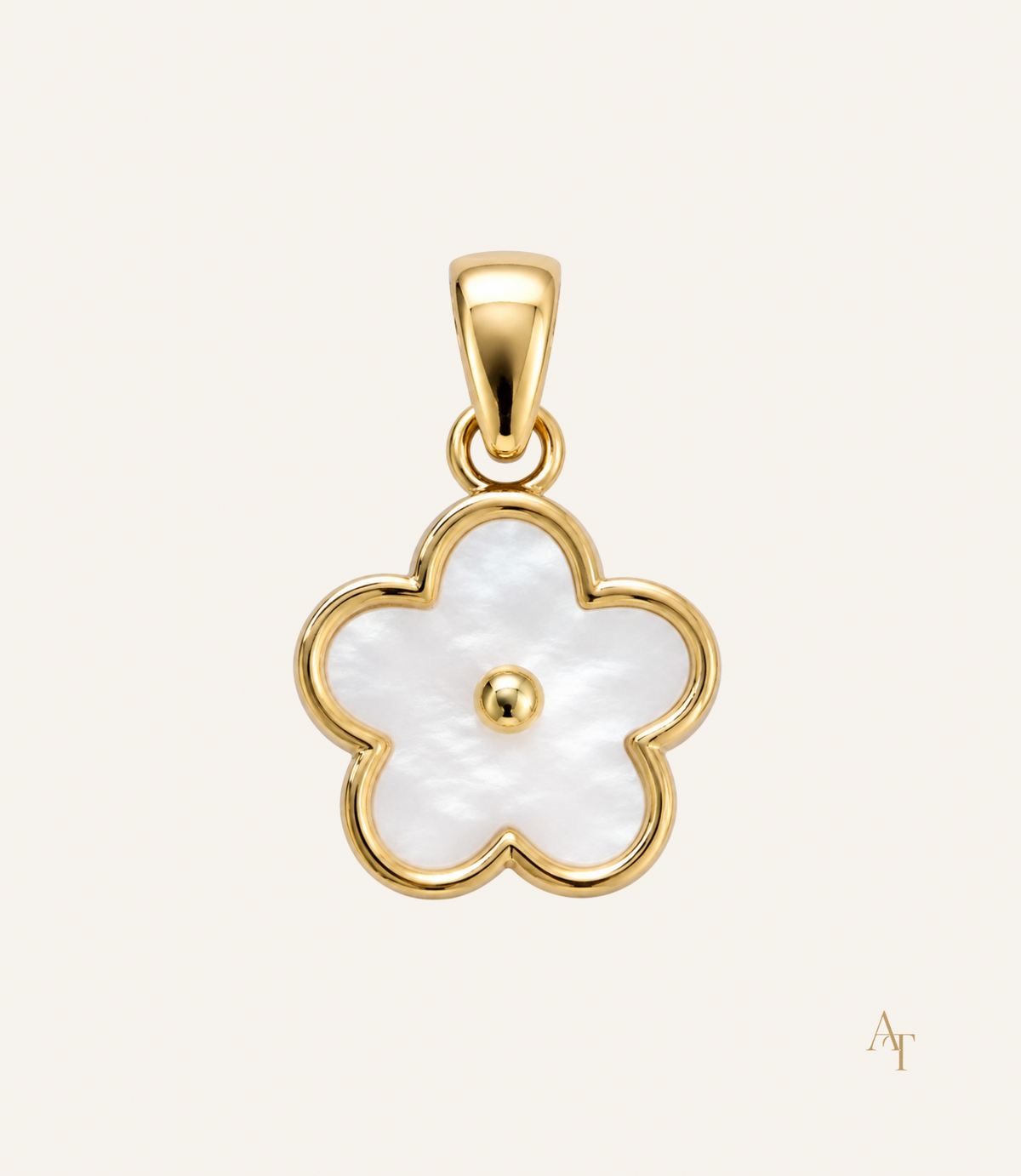 9KT Yellow Gold Mother of Pearl Flower Pendant