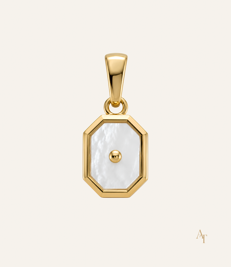 9KT Yellow Gold Mother of Pearl Octagon Pendant
