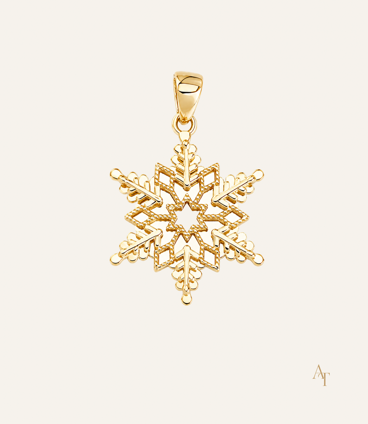 9Kt Yellow Gold Snowflake Pendant