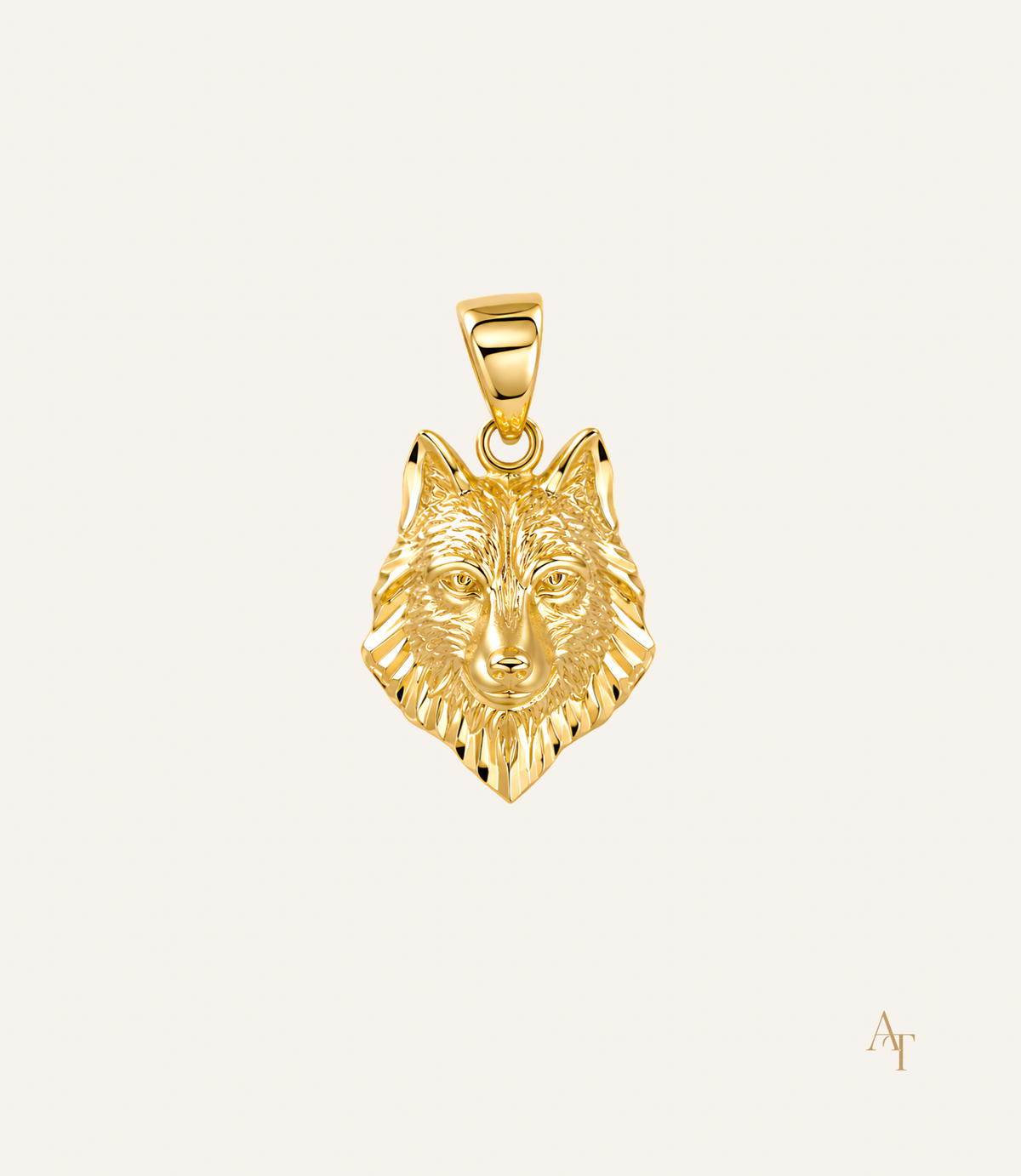 9Kt Yellow Gold Wolf Face Pendant