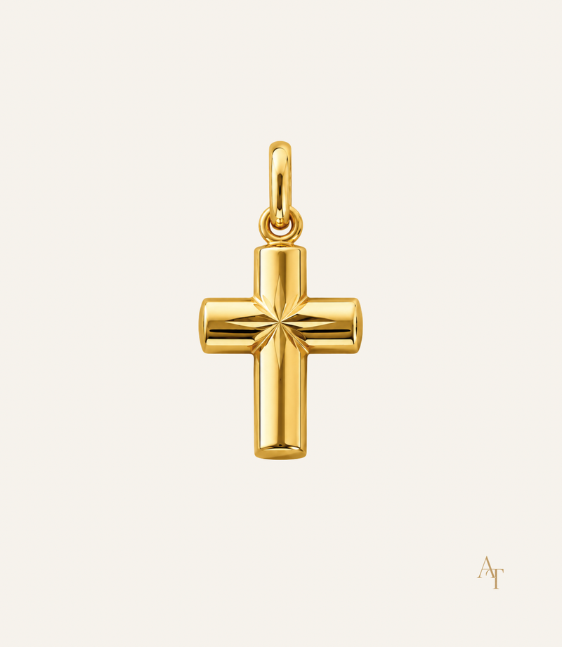 9kt Yellow Gold Finely Engraved Cross