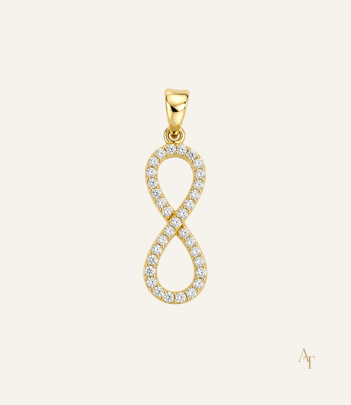 9Kt Yellow Gold Infinity Pendant with CZ Crystals