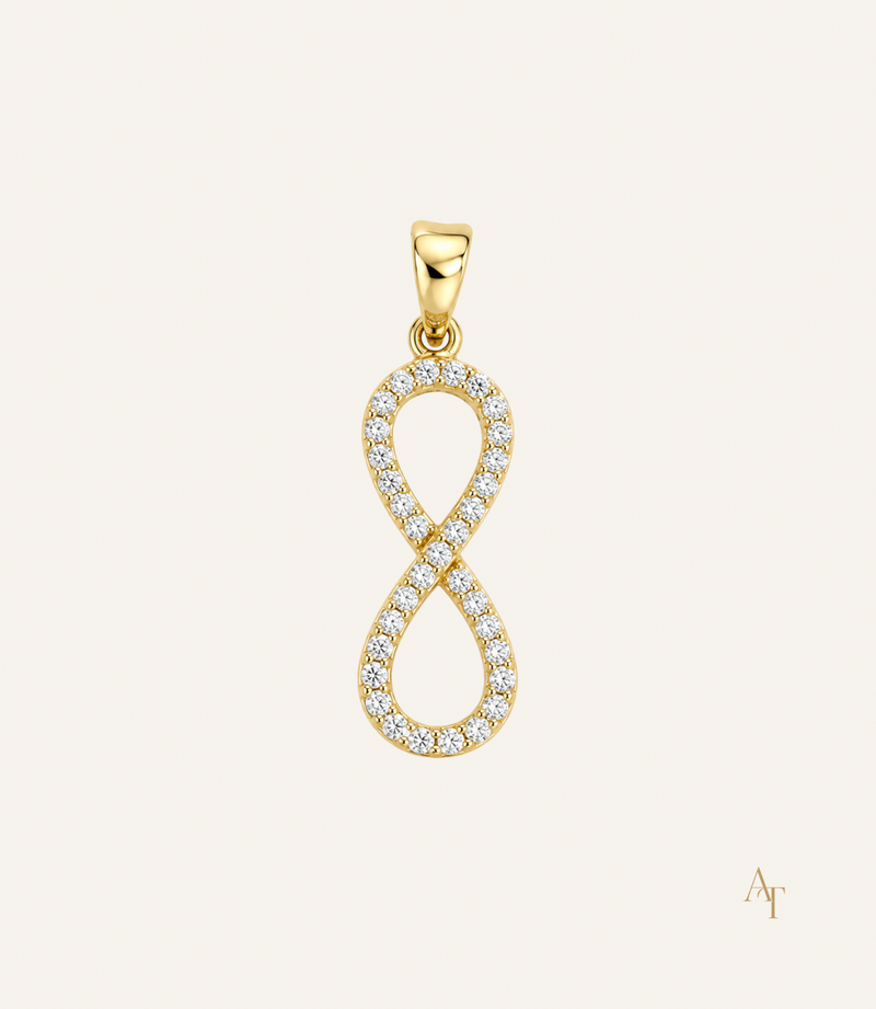 9Kt Yellow Gold Infinity Pendant with CZ Crystals