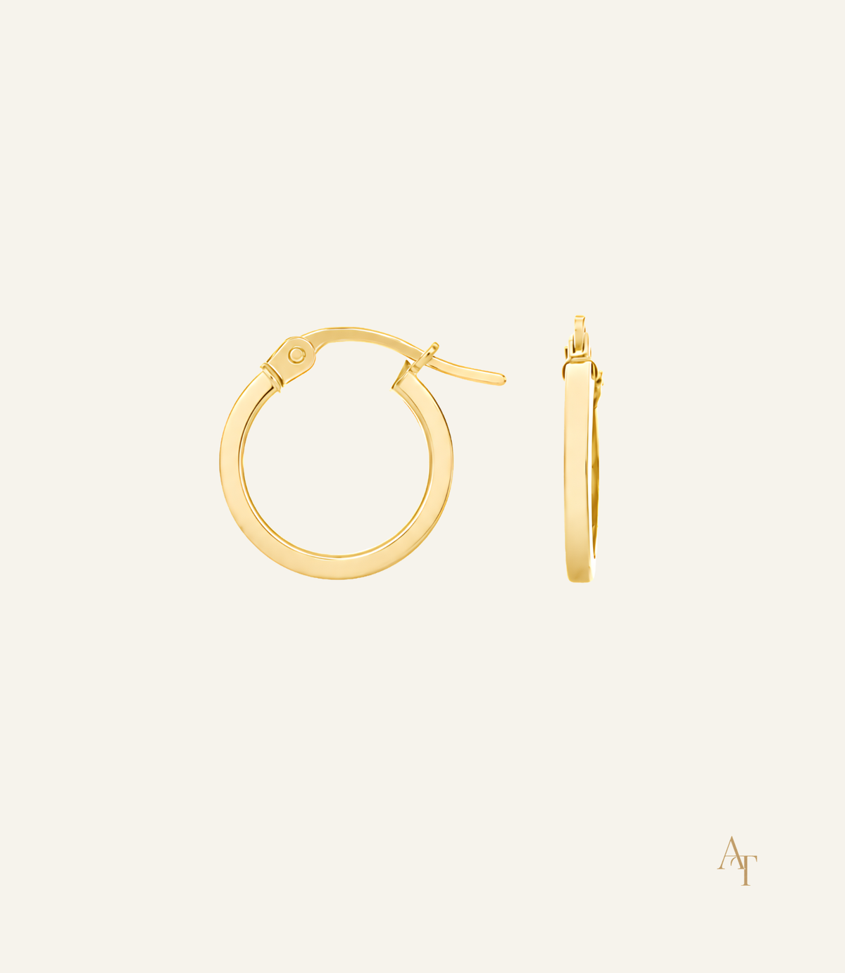 9KT Yellow Gold Square Edge Hoop Earrings