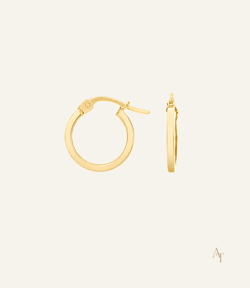 9KT Yellow Gold Square Edge Hoop Earrings