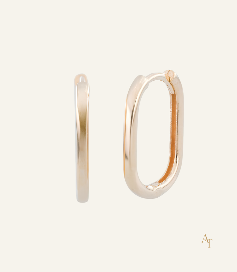 9KT Yellow Gold Rounded Tube Square Huggies