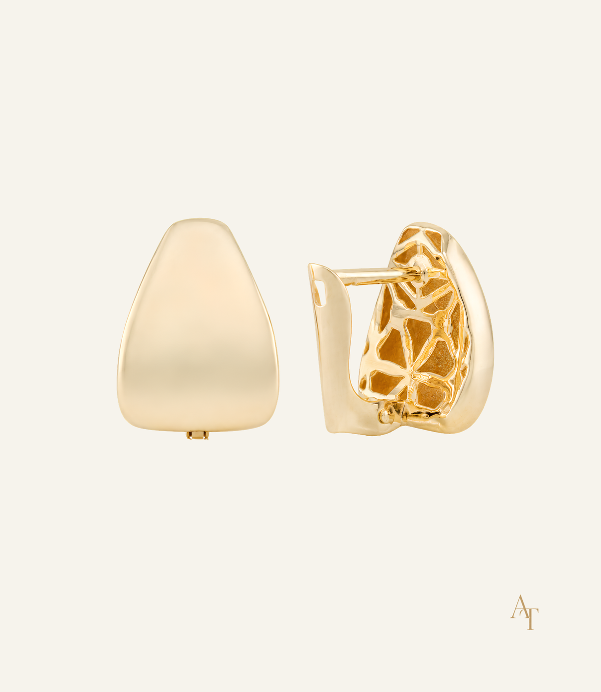 9KT Yellow Gold Intricate Lever Backs Earrings