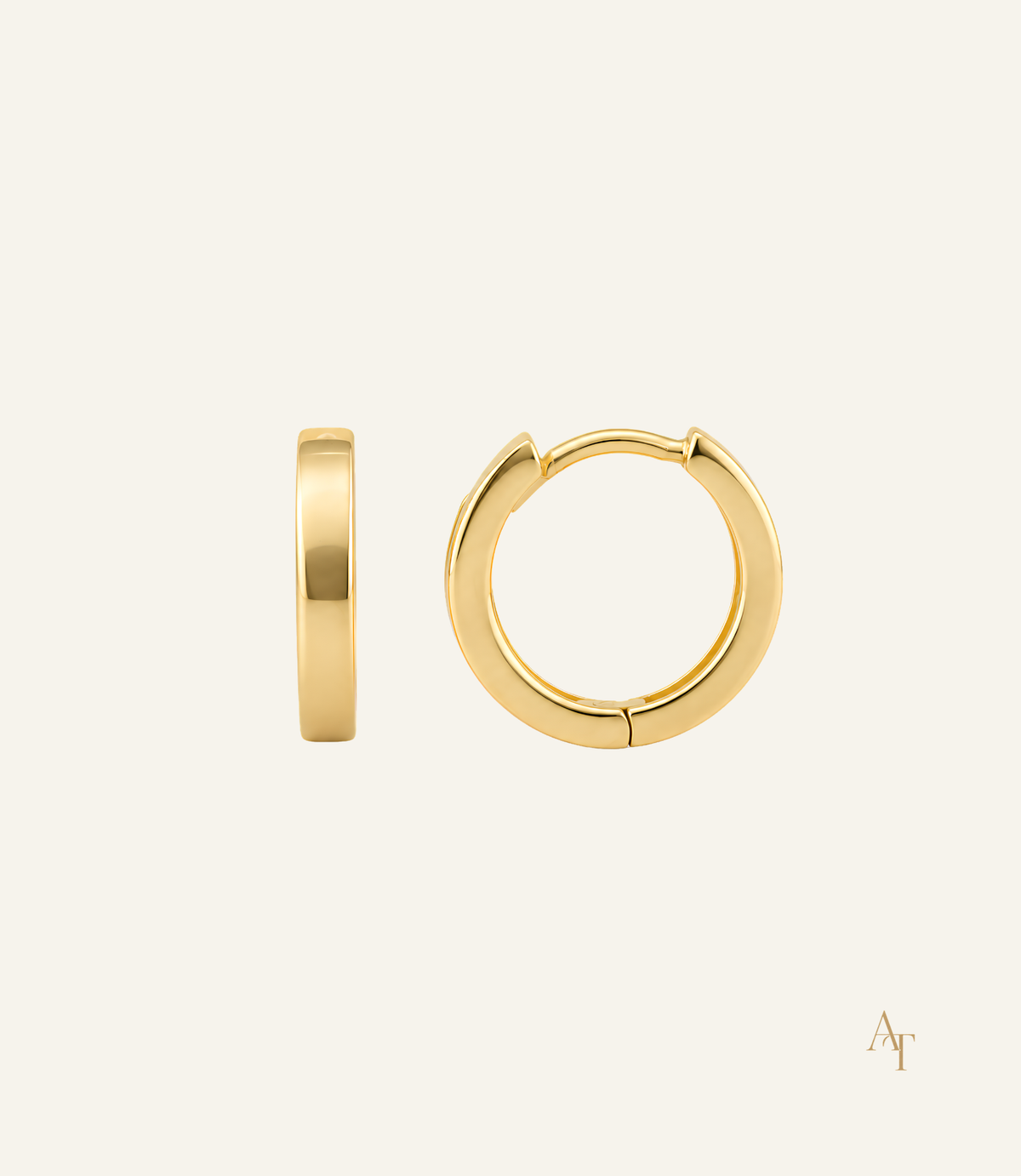 9KT Yellow Gold Square Edge Huggies