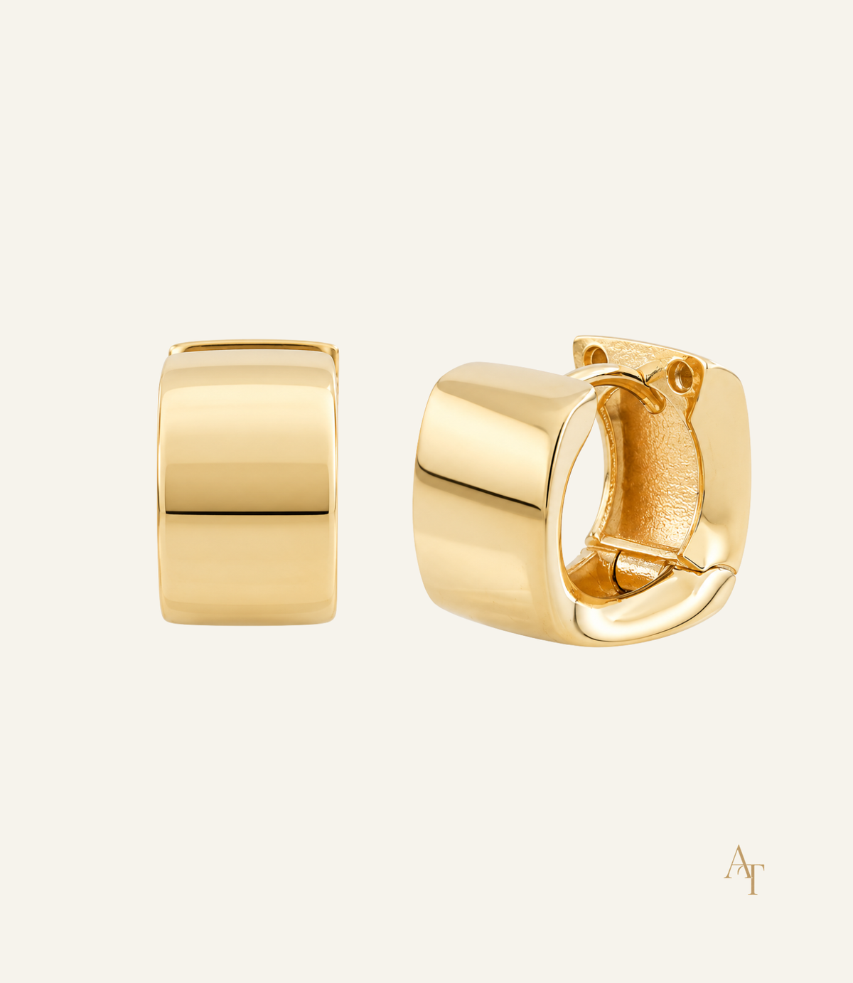 9KT Yellow Gold Square Huggie Earrings