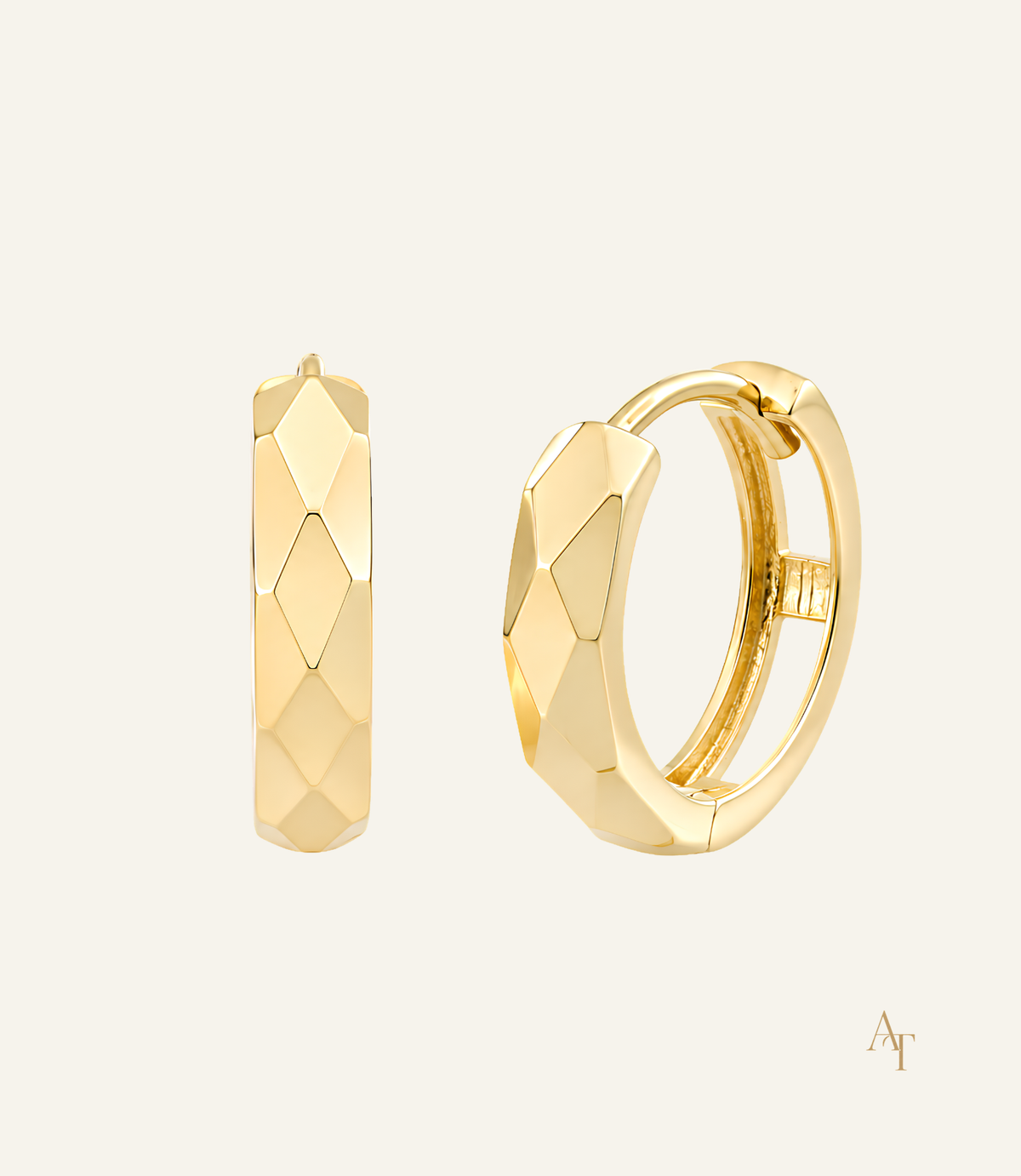 9KT Yellow Gold Diamond Cut Huggies