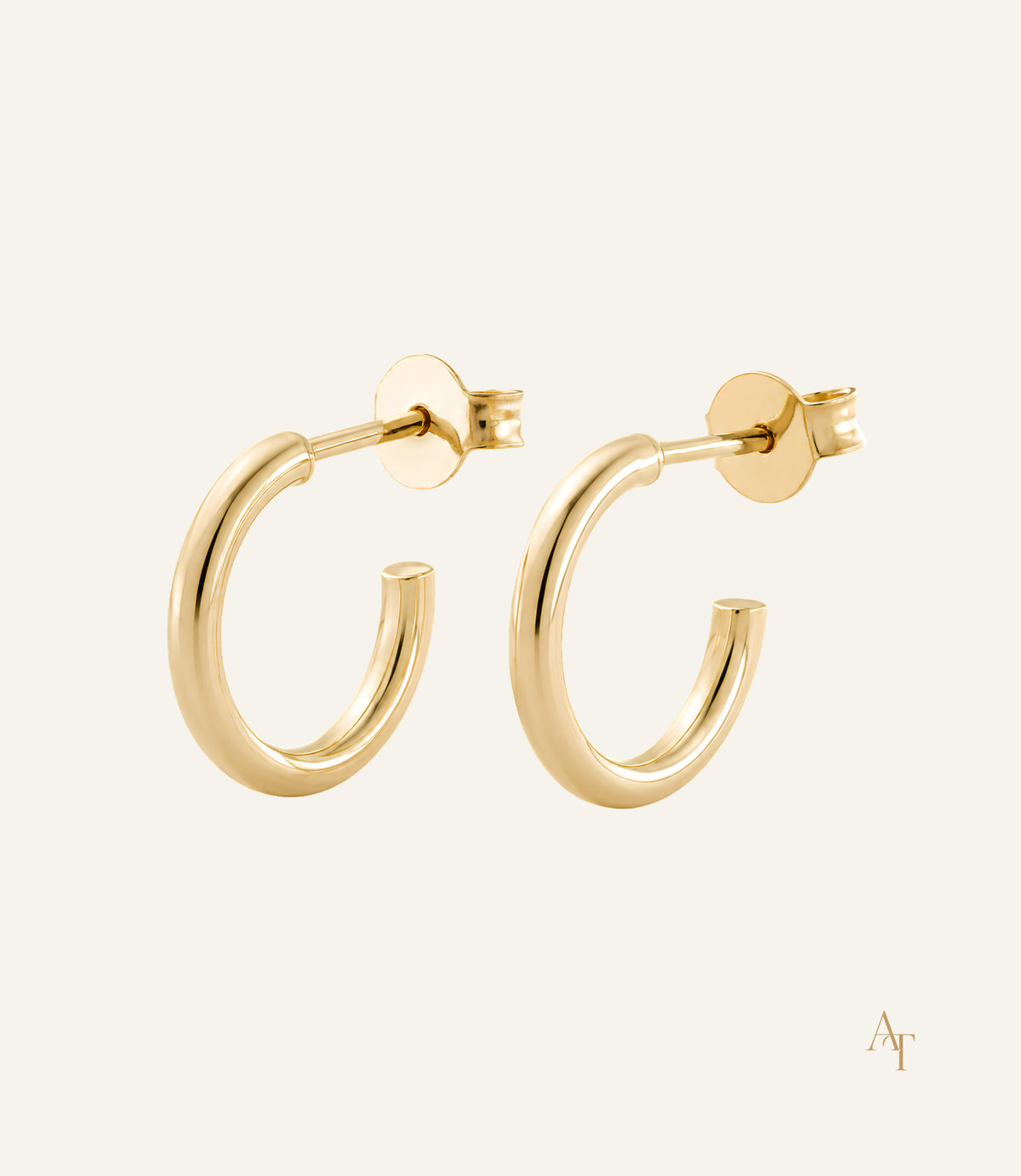 9KT Yellow Gold Stud Hoop Earrings