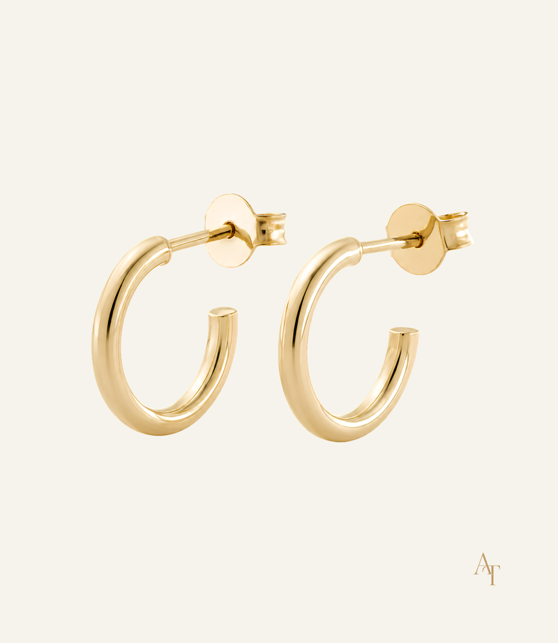 9KT Yellow Gold Stud Hoop Earrings