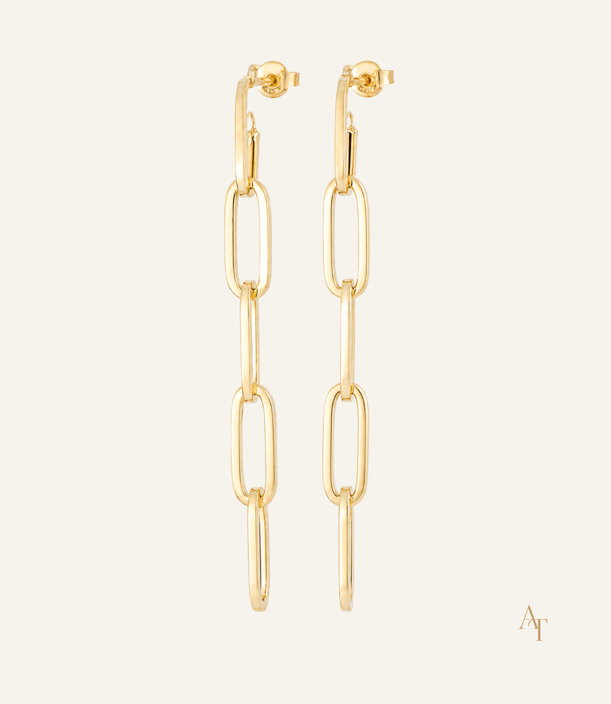 9KT Yellow Gold Paperclip Stud Earrings