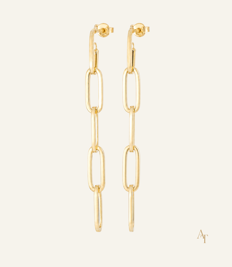 9KT Yellow Gold Paperclip Stud Earrings