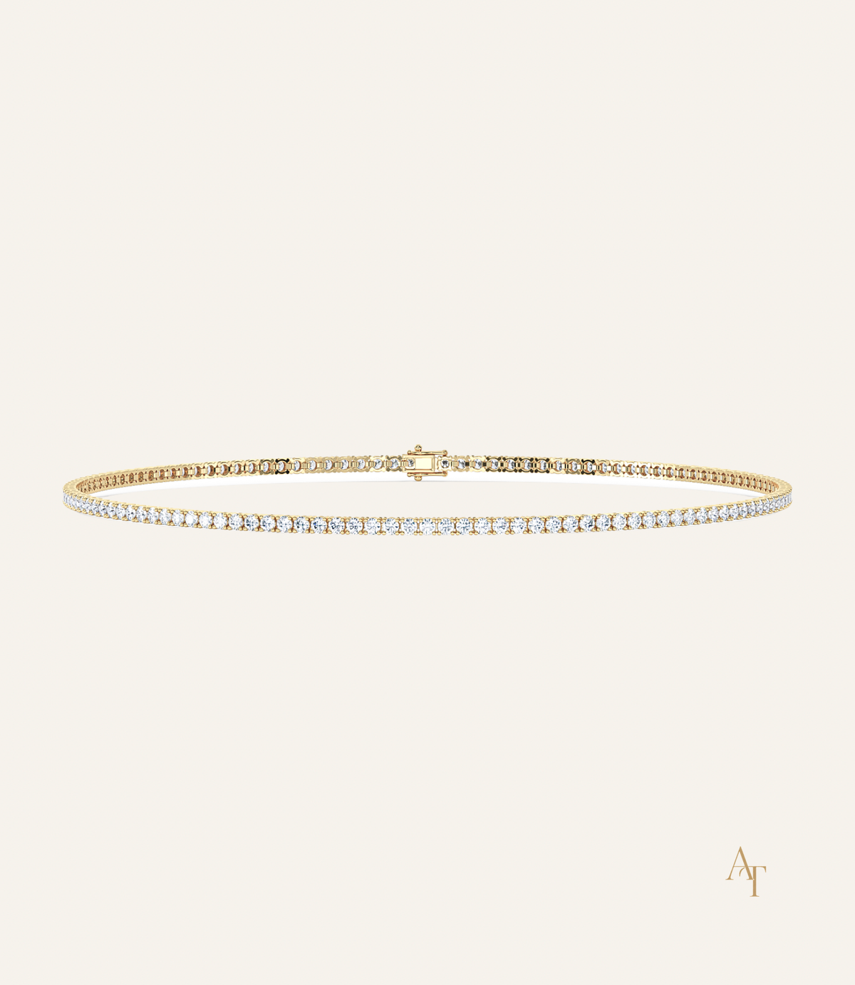 9KT Yellow Gold 1.3mm Tennis Bracelet