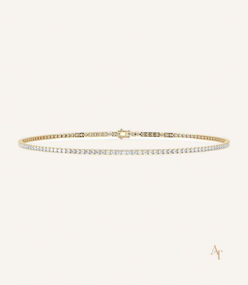 9KT Yellow Gold 1.3mm Tennis Bracelet
